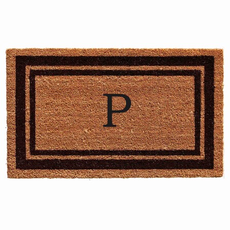Monogram Door Mat, Natural, Black, 18 in W x 30 in L